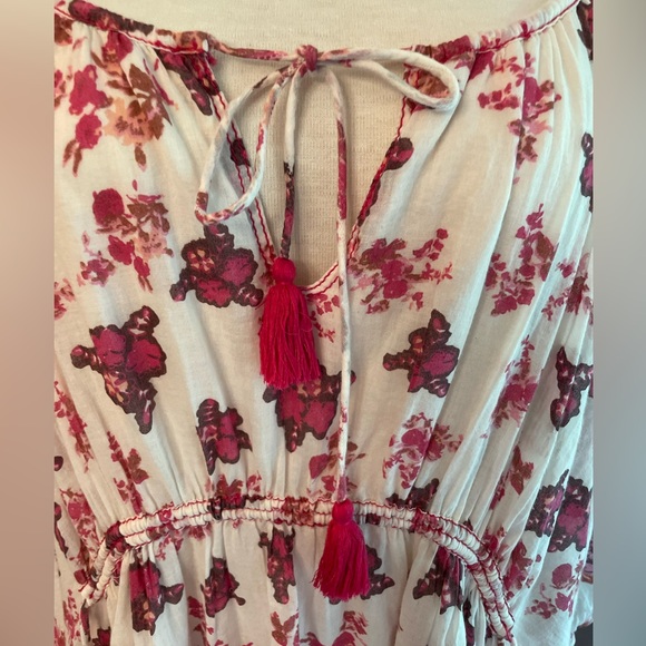 Free People Carmella Mini Floral Boho Cotton Dress Pink Florals - Picture 6 of 16